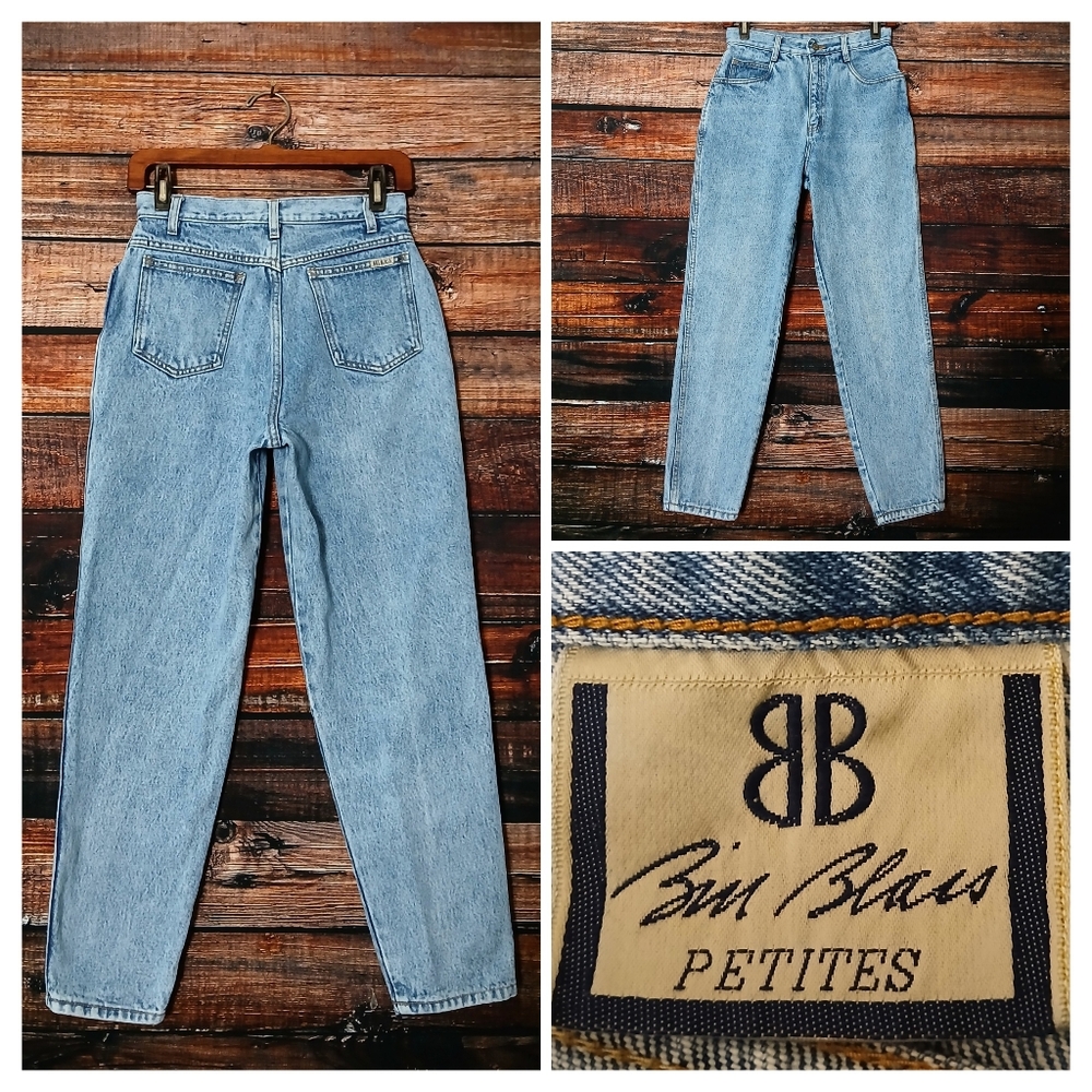 Bill Blass Jeans Vintage 80's 26X27 High Rise Tapered Mom Acid Blue Denim